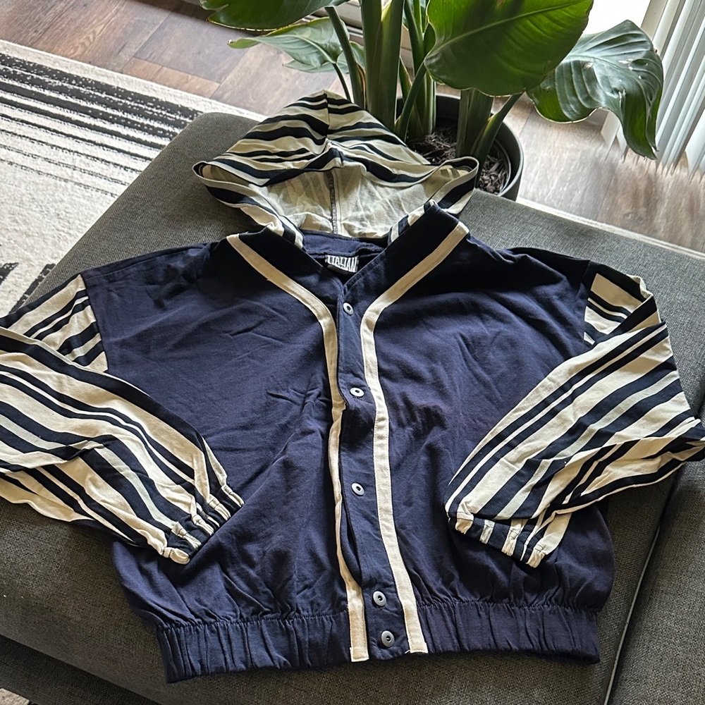 Italian Club Navy and White Hooded Jacket